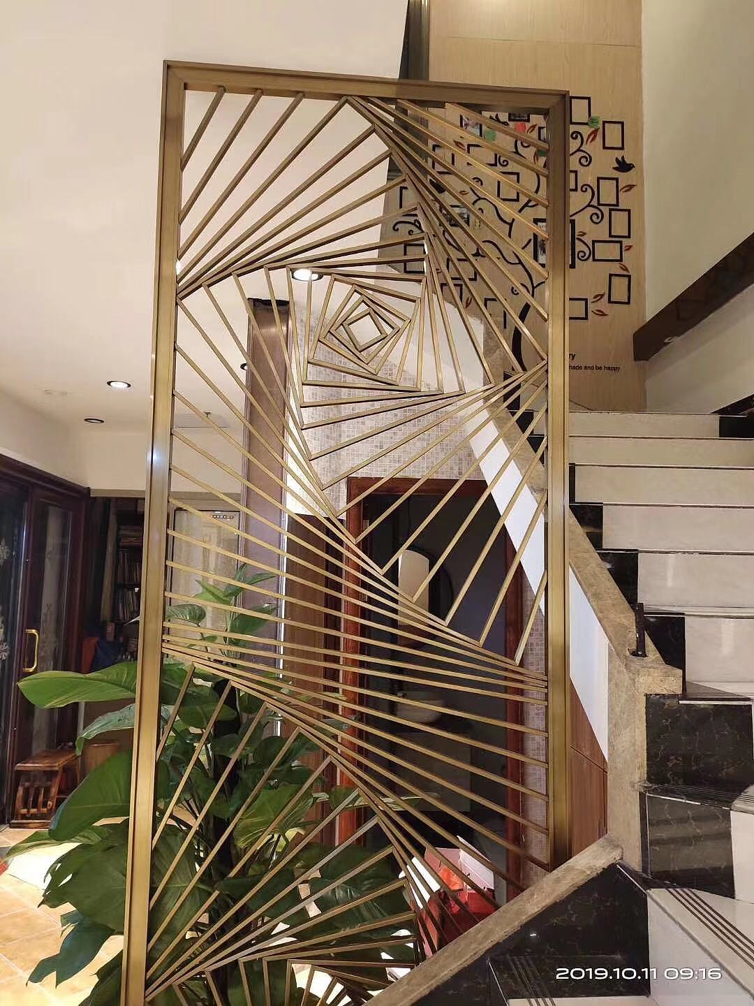 简约轻工艺玫瑰金不锈钢客厅轻奢玄关隔断屏风