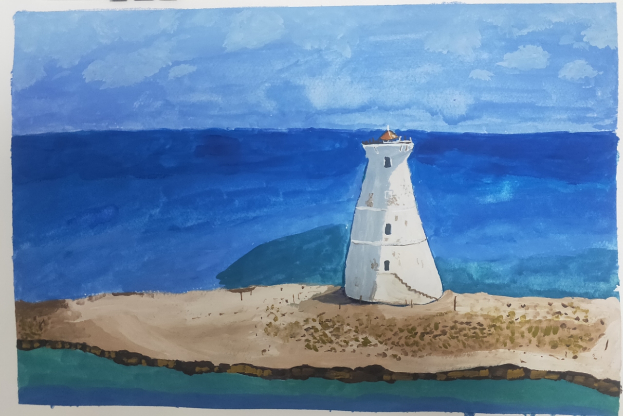 蓝天风景画 灯塔