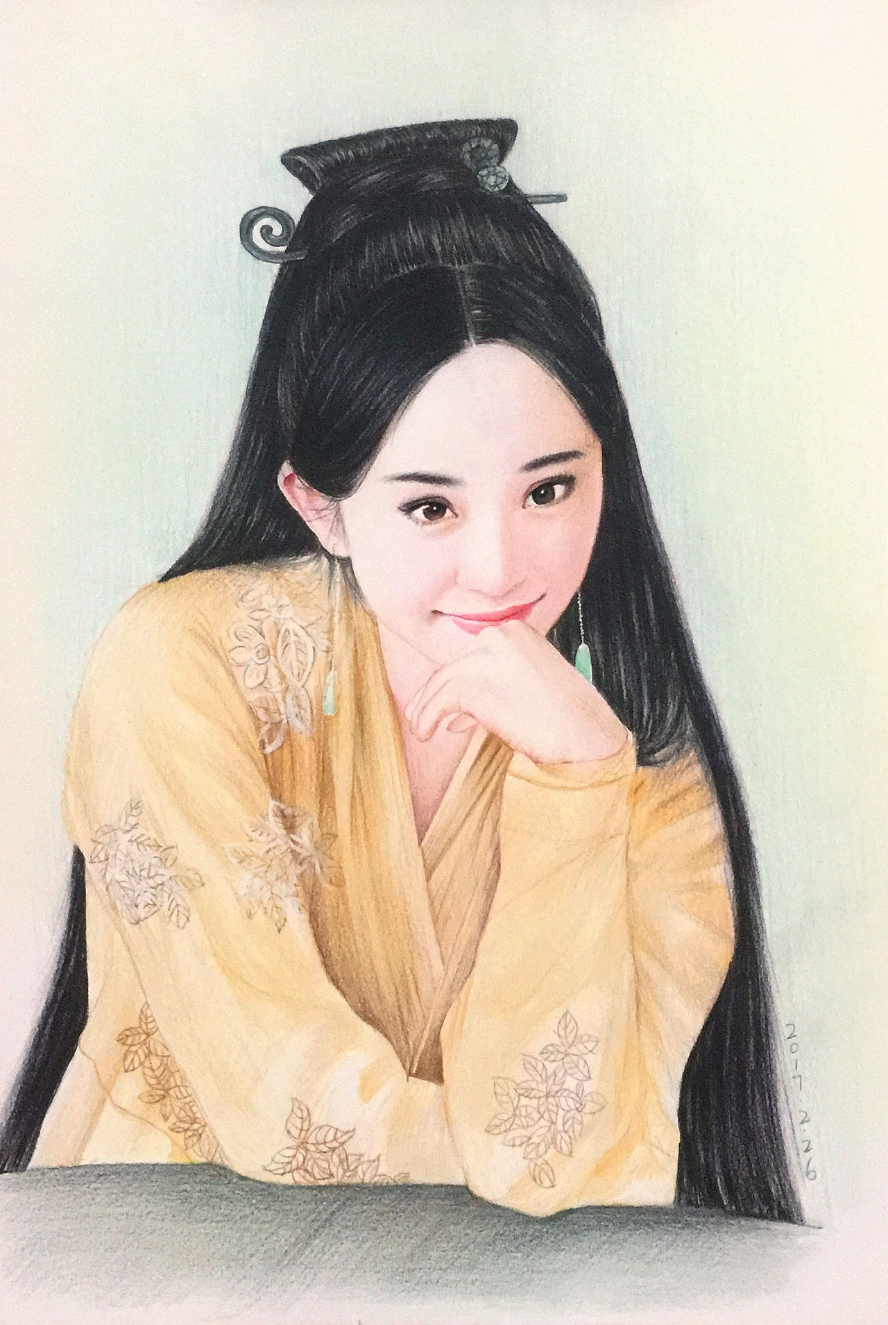 三生三世十里桃花杨幂彩铅人物肖像