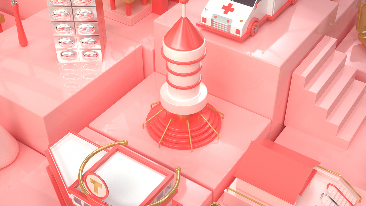 CINEMA 4D - Pink Medical Room