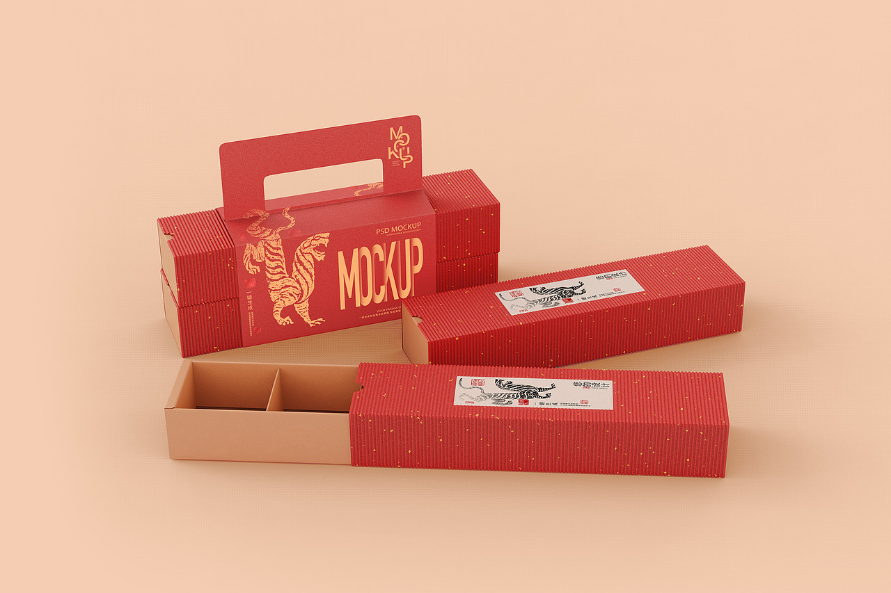 国潮伴手礼纸盒样机包装样机