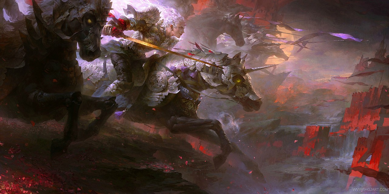 《骑士团》-黄光剑最新cg插画作品|插画|游戏原画|光翼学园_原创作品