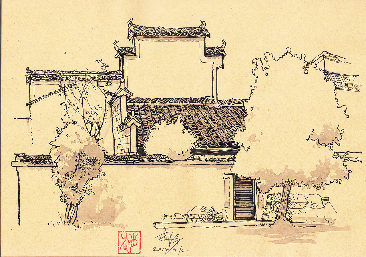宏村·周庄 四月写生（图ZMTY3Mjg1MzI=） - 绘画 - 站酷设计师格子炒饭原创素材 - 站酷ZCOOL