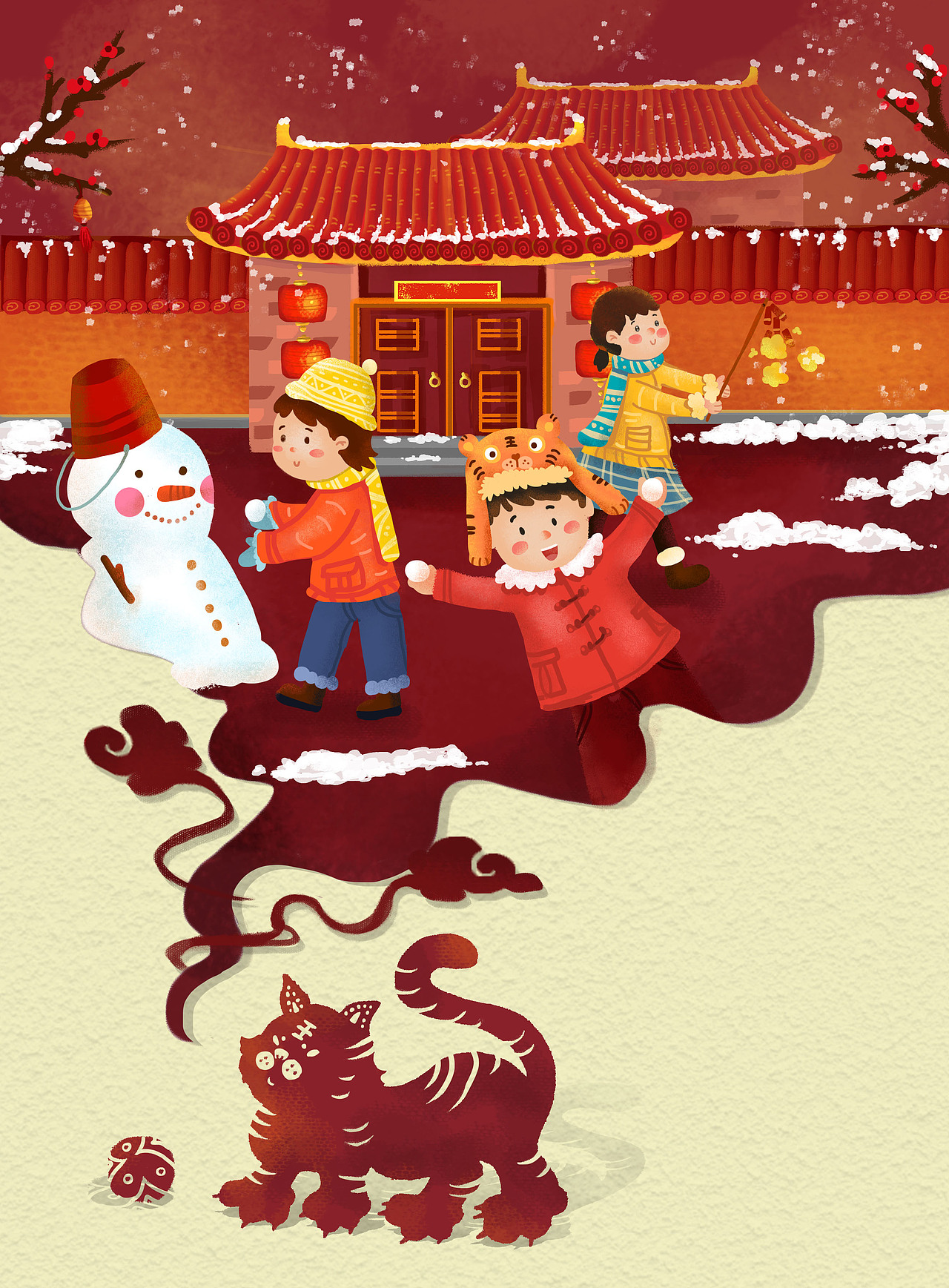 过年日历快乐童年堆雪人文创小插画（图ZMjgxMjk4OTQw） - 商业插画 - 站酷设计师普通的汤圆原创素材 - 站酷ZCOOL