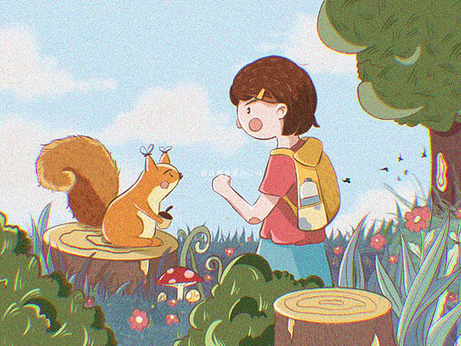 儿童插画《迷路的松鼠🐿️》