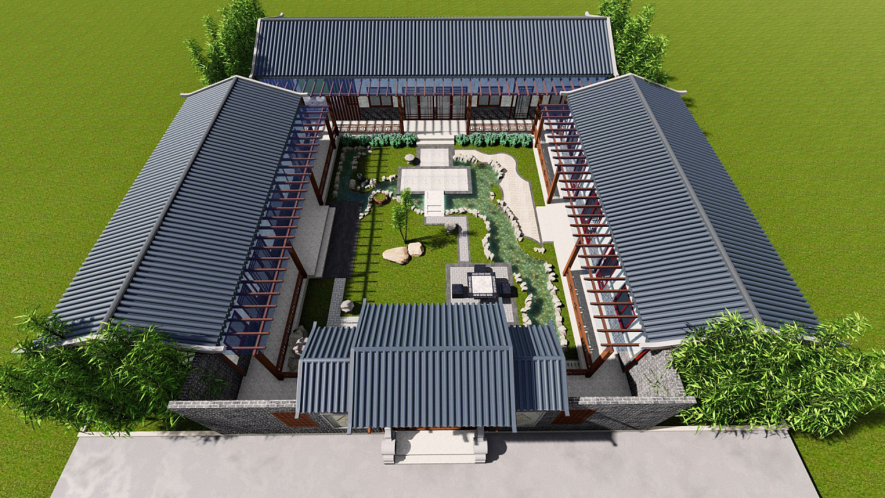   园林景观四合院设计