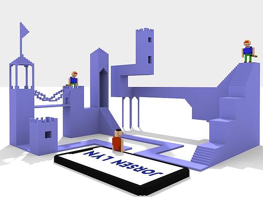 MagicaVoxel城堡手机公路球场3D场景