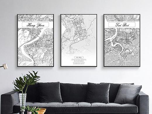 地图简笔画、安徽合肥地图、城市地图挂画、亦度挂画厂