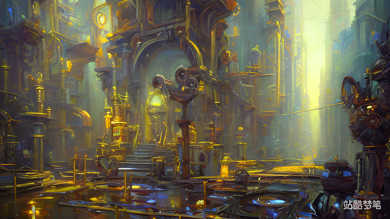 #站酷梦笔#机械迷城,油画
