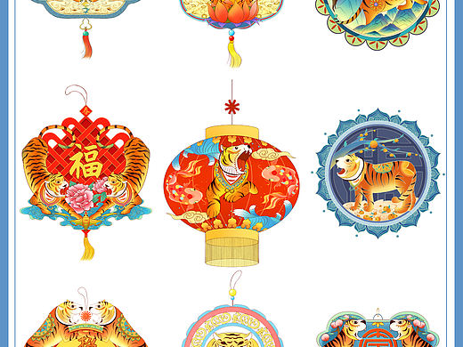 国潮虎年生肖插画系列汇总