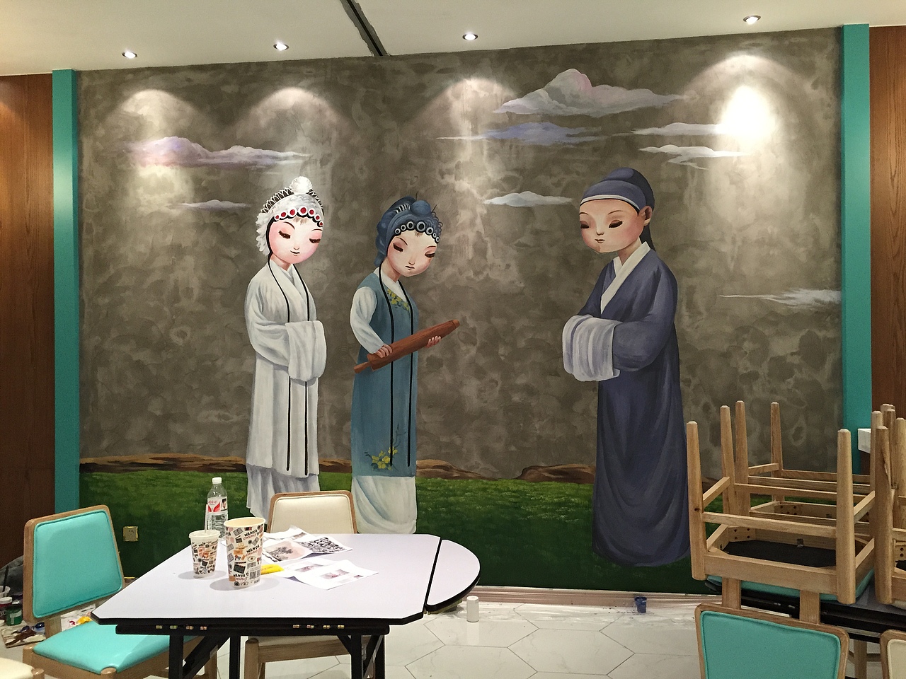 【溢彩墙绘】给丰收日旗下丰和日丽餐厅画的墙绘（图ZMTUzNTgyNjY0） - 商业插画 - 站酷设计师上海溢彩墙绘原创素材 - 站酷ZCOOL