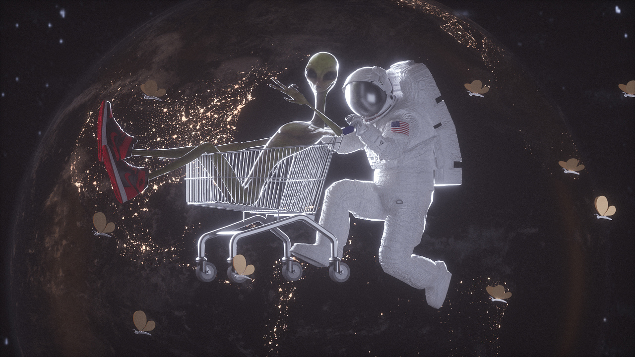 c4d作品——宇航员与外星人