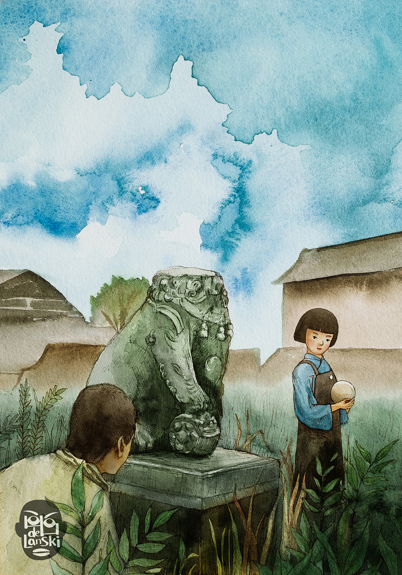 《城南旧事》水彩插图