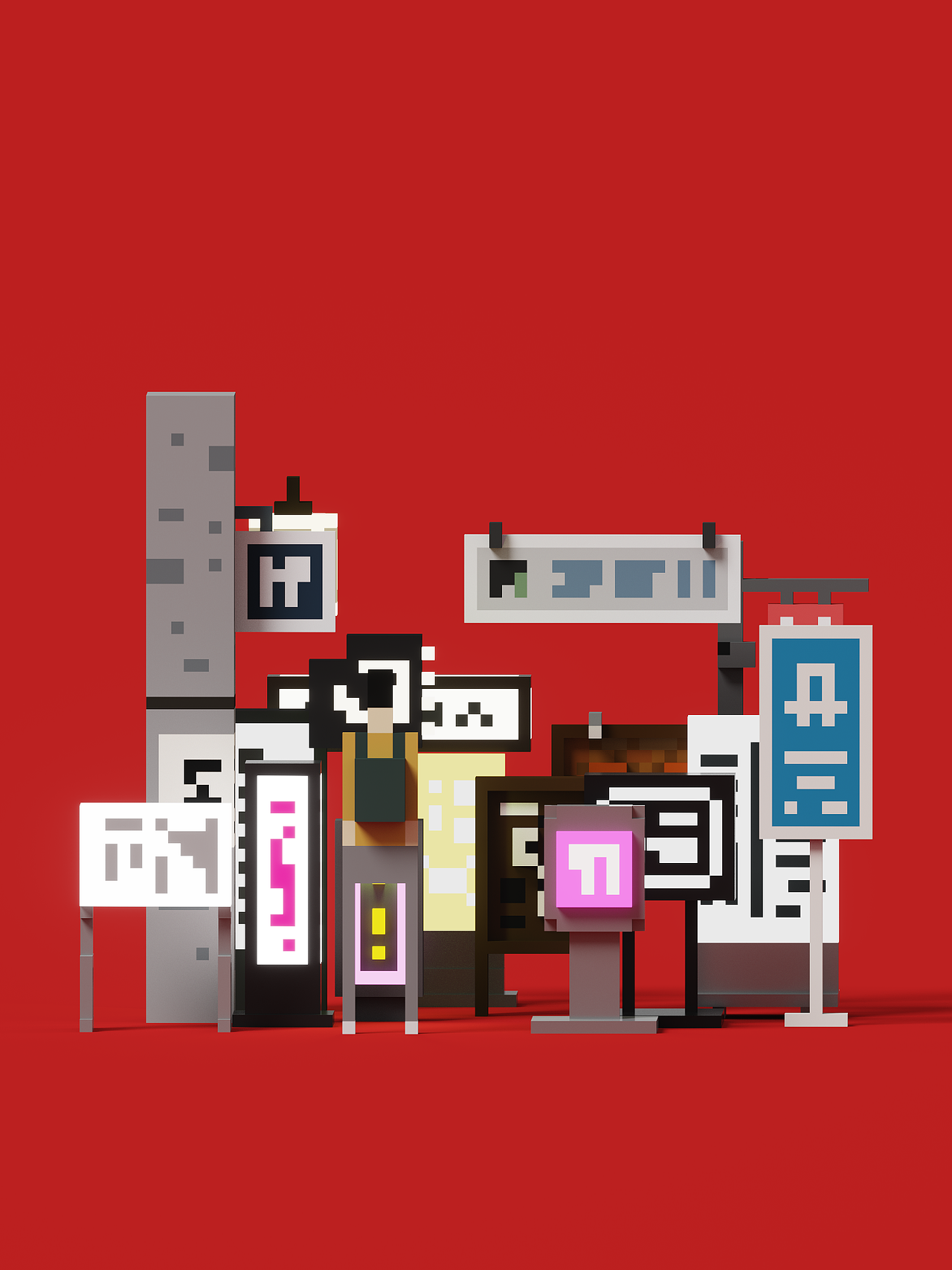东京灯牌 magicavoxel（图ZMTQ2OTk0MjEy） - 建筑/空间 - 站酷设计师mrtoy47原创素材 - 站酷ZCOOL