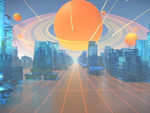 C4D阿诺德渲染 玻璃城市