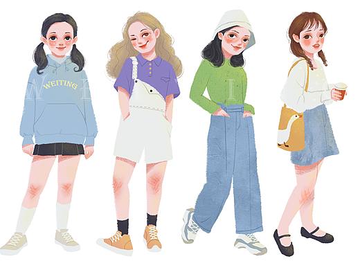 人物穿搭插画