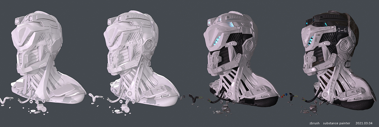 随缘雕刻了个头盔拆解模型中激情消退了没有手动拓扑（图ZMjQ1MzA2NDky） - 人物/生物 - 站酷设计师陈吉龙原创素材 - 站酷ZCOOL