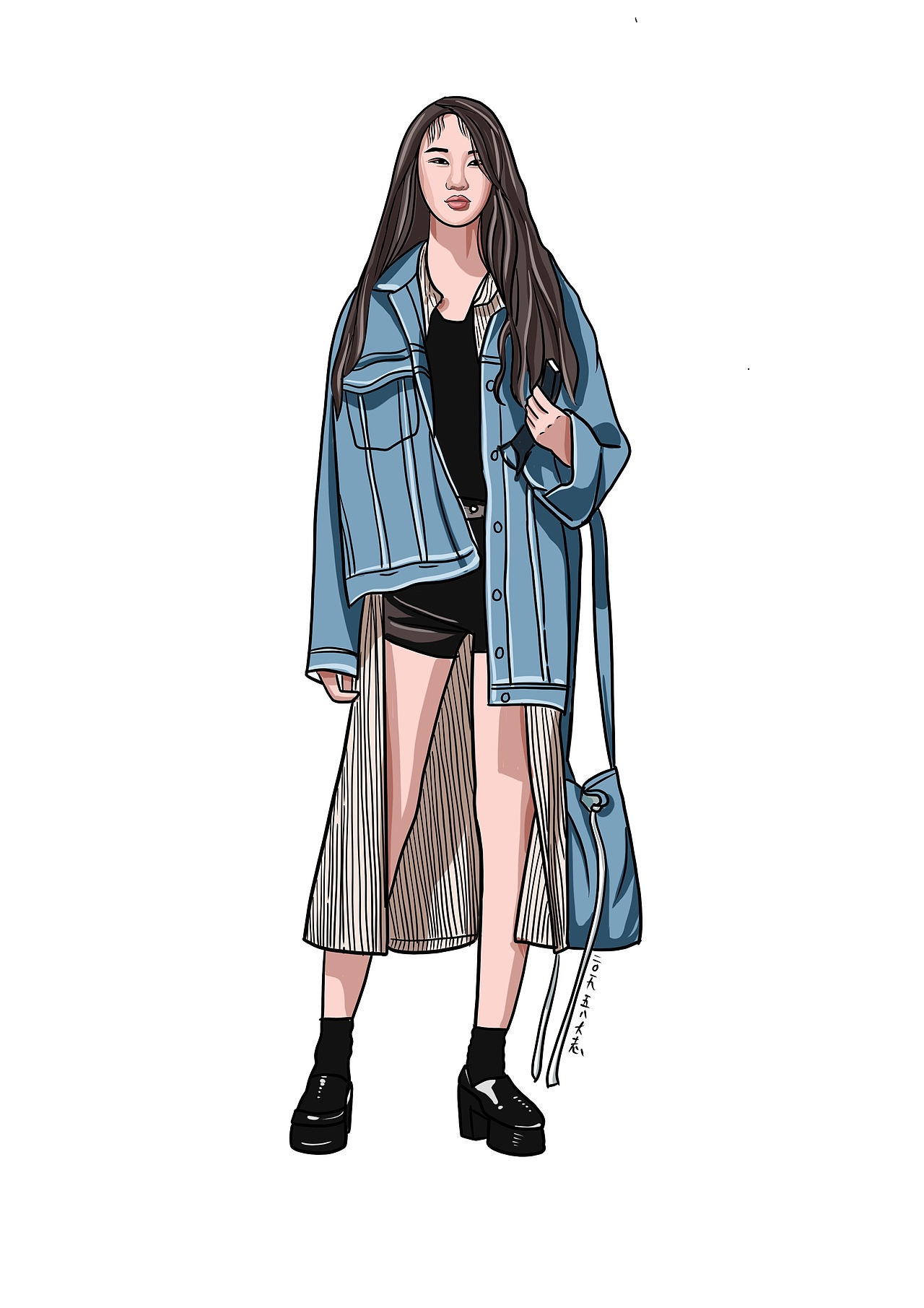 现代街拍人物插画（图ZMTYxMTIwMzg0） - 创作习作 - 站酷设计师大志唯一账号原创素材 - 站酷ZCOOL