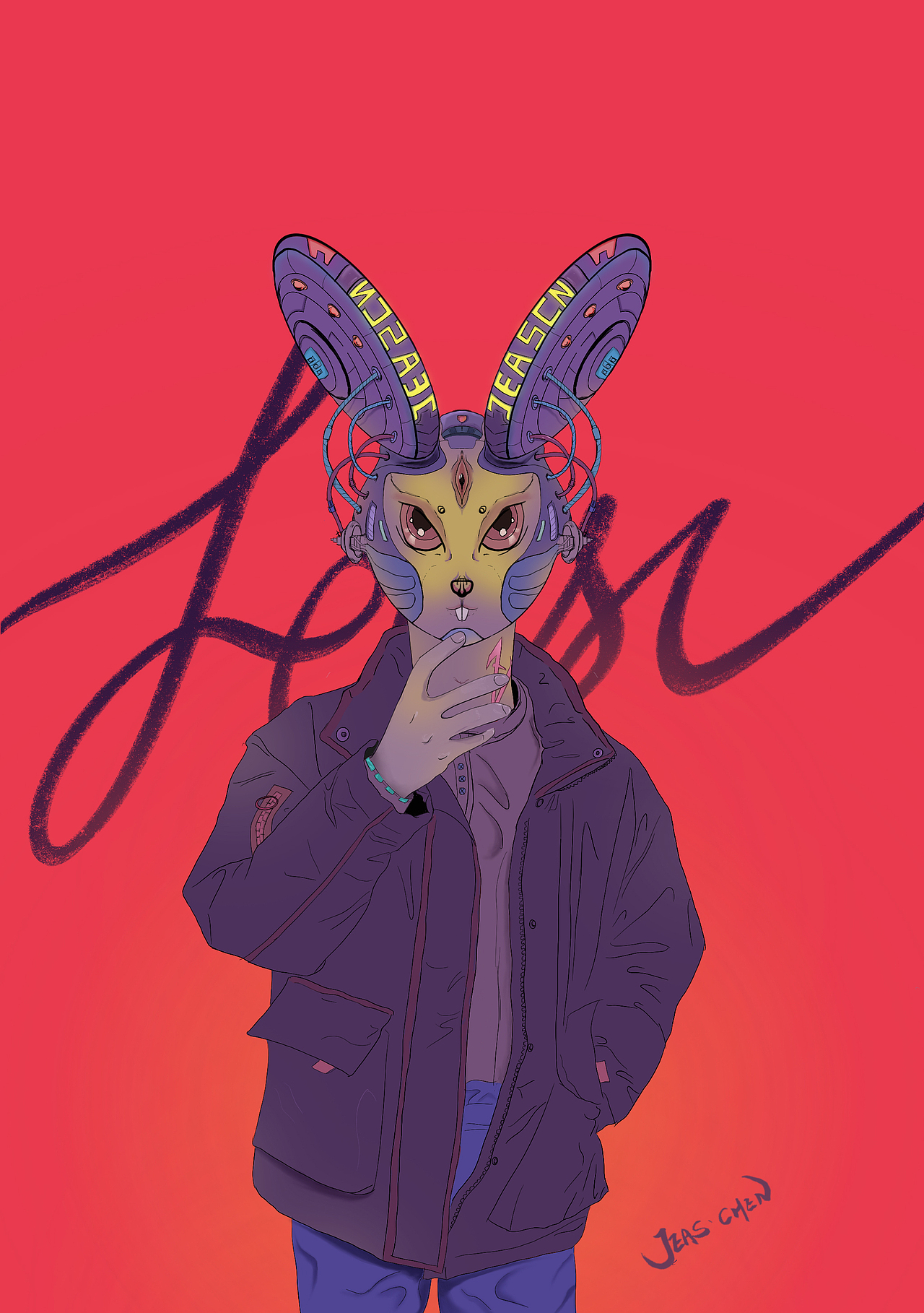 猎奇插画自画像(兔子)