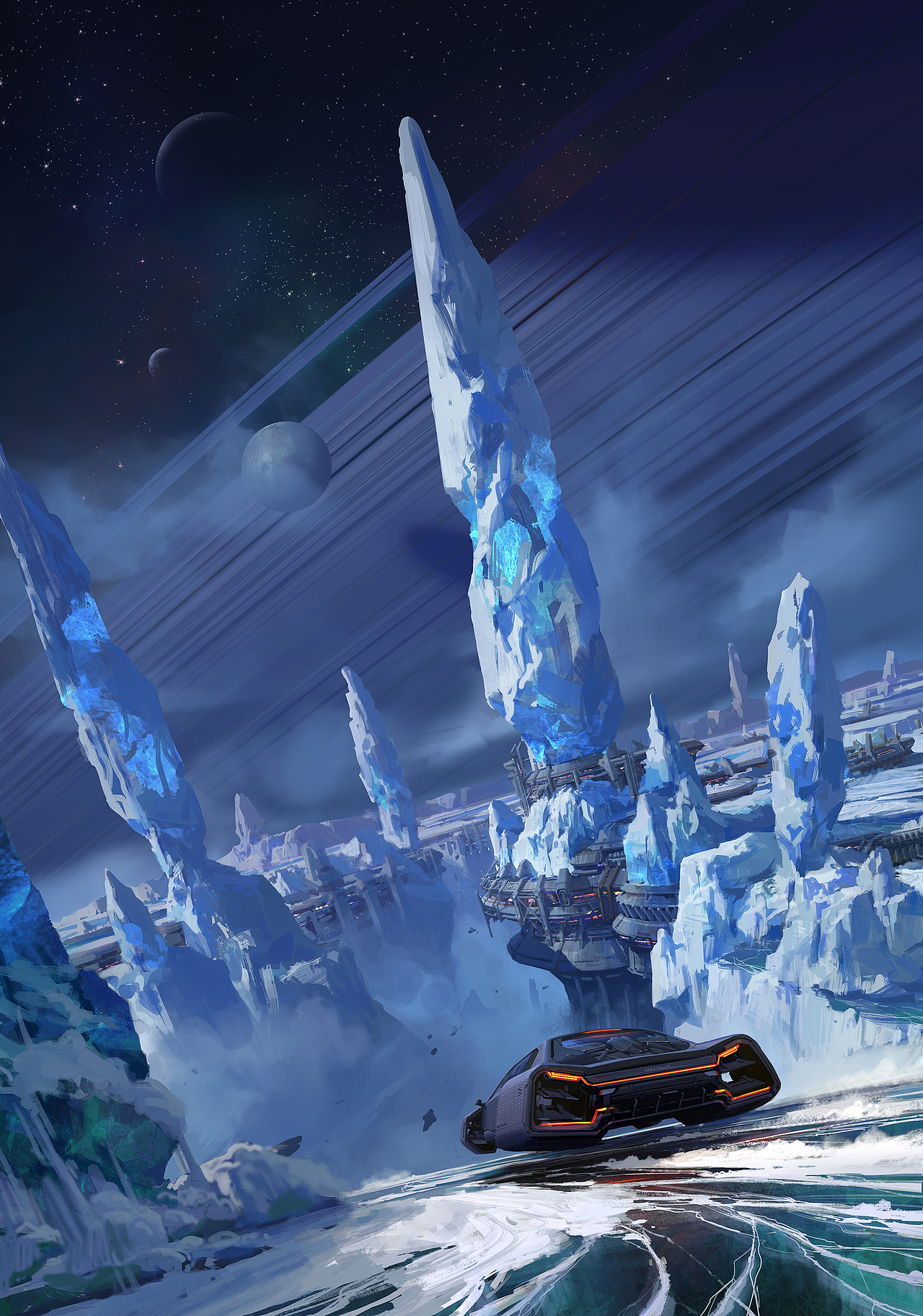 杜震—科幻场景气氛图《极寒之星》步骤