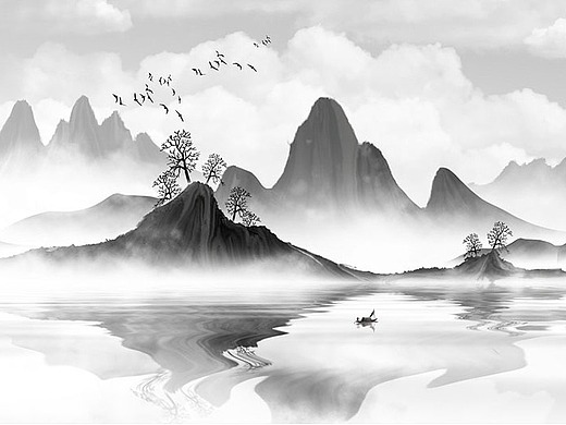 意境简约山水画