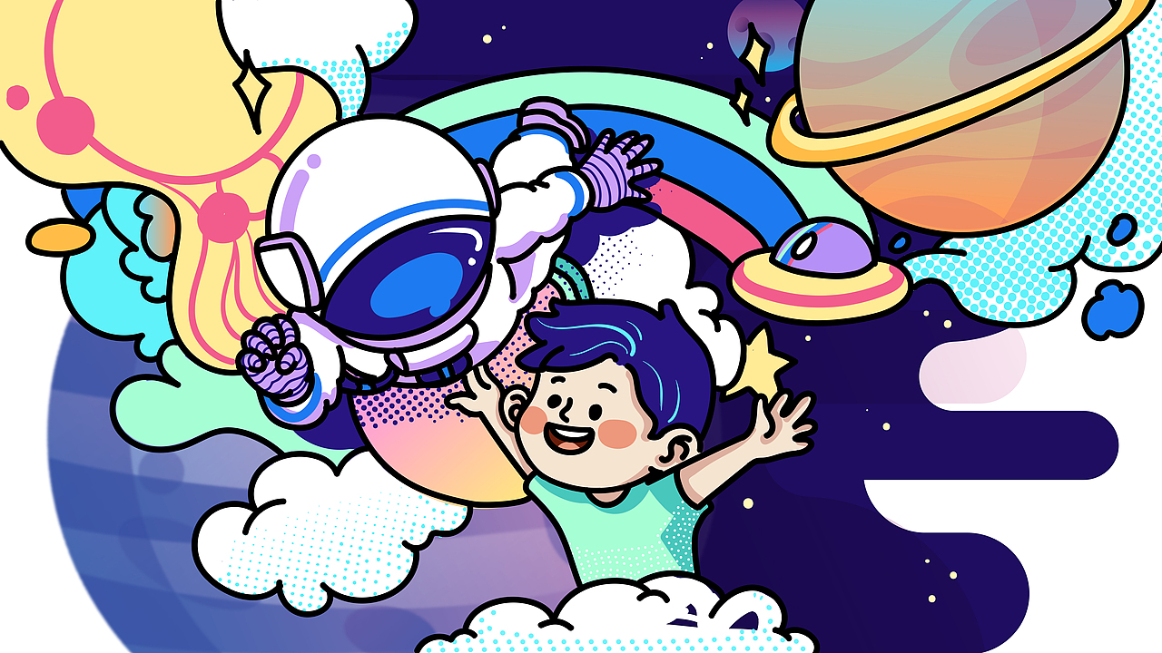  童真梦想-宇航员> "别看我小"主题|插画|新锐潮流插画|江鸟不飞_原创