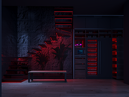 暗色复式 酒柜 1层生长动画