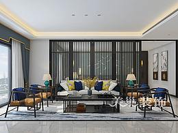 郑州瀚海晴宇300平五室两厅新中式风格案例装修效果图