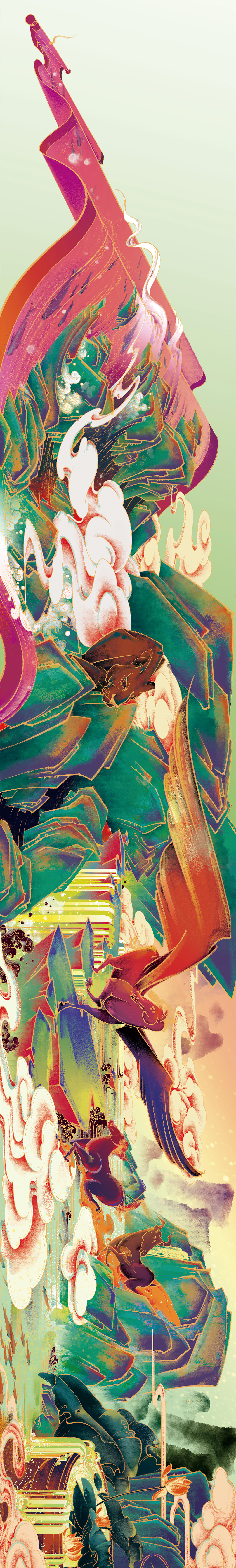 【山河贺岁图】/牛年插画长卷 /牛气冲天 牛年大吉