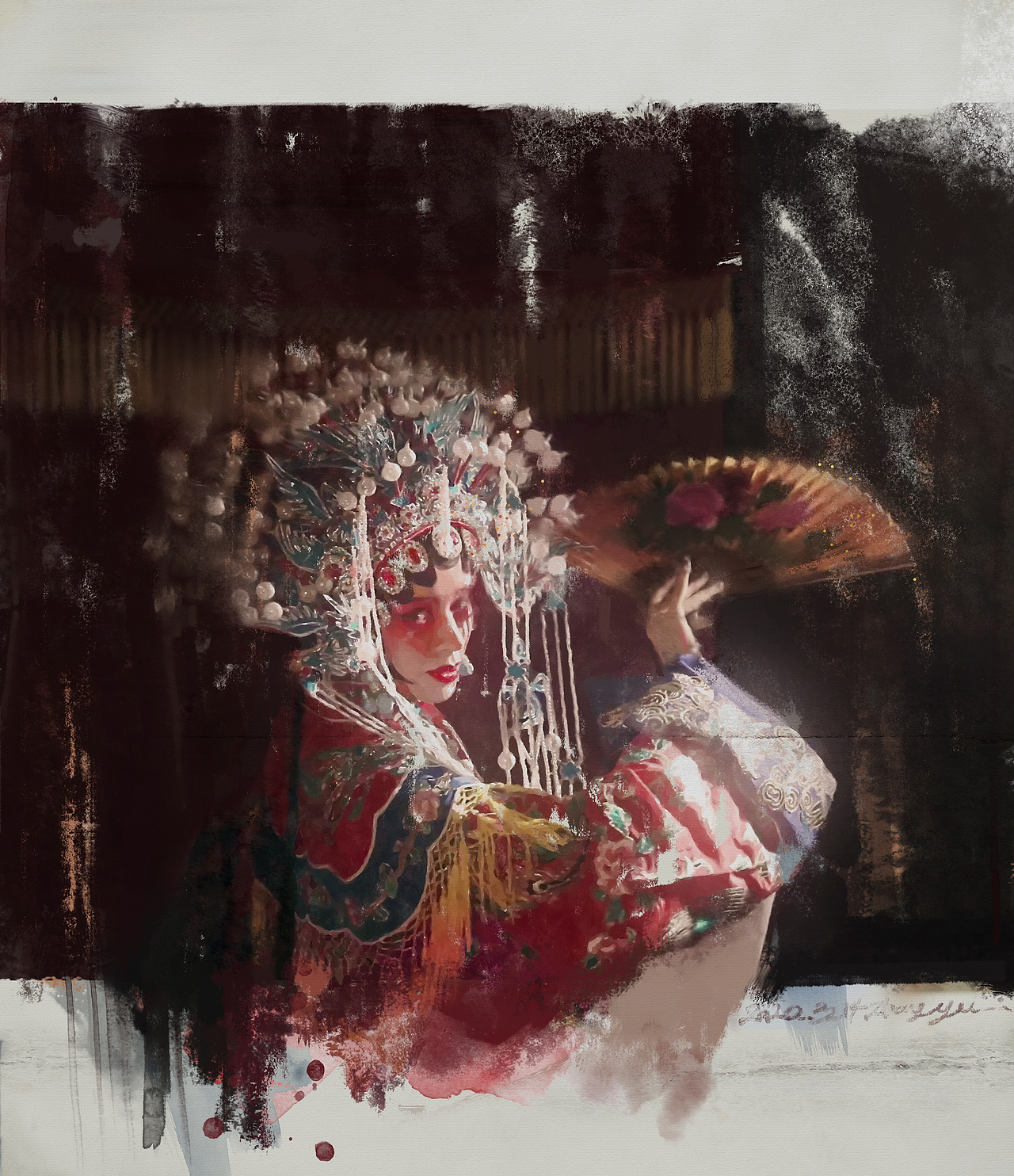 《赤伶》水彩作品