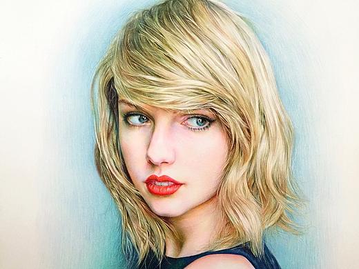 彩色铅笔画泰勒斯威夫特—Taylor swift