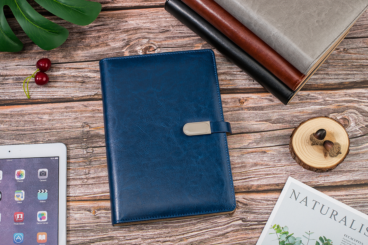 温控保温杯记事本套装-蓝色