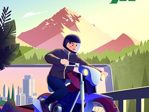 《出发》插画（个人主页-ZMzg0NTE2Mjg=） - 闪屏/壁纸 - 站酷设计师饼之助原创素材 - 站酷ZCOOL