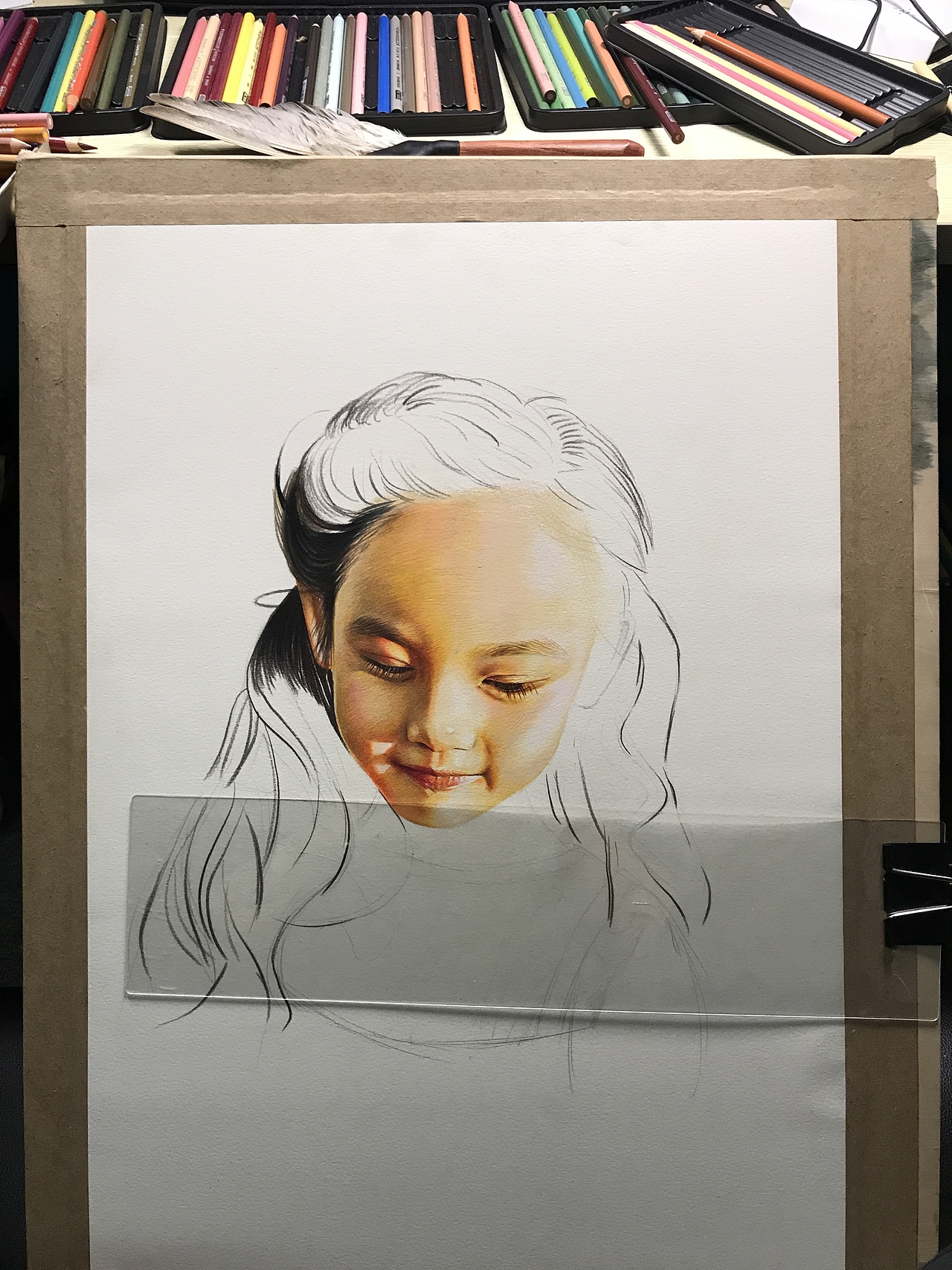 彩铅小女孩