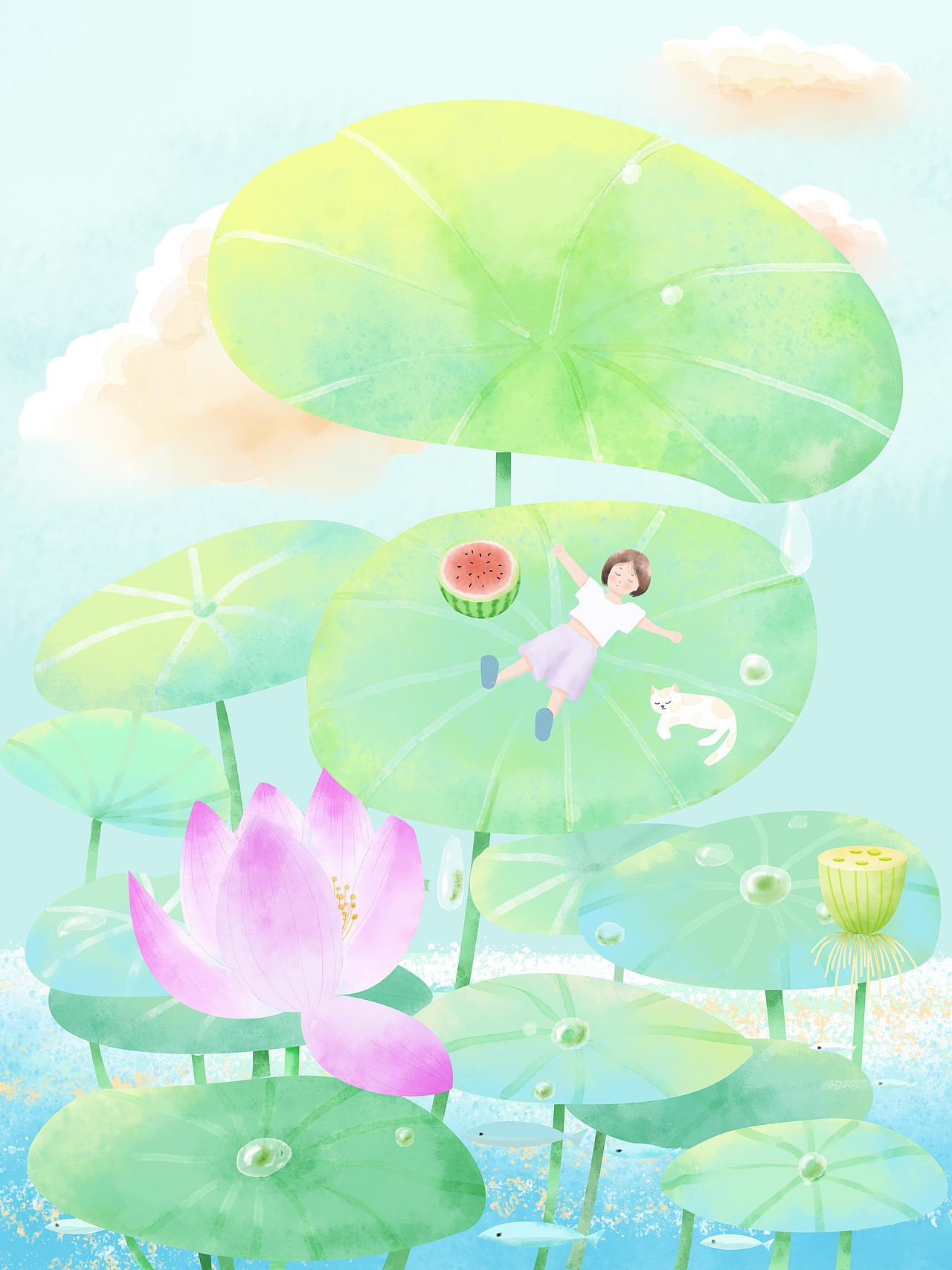 夏天（图ZMzEwNjQ4ODE2） - 商业插画 - 站酷设计师水彩青原创素材 - 站酷ZCOOL