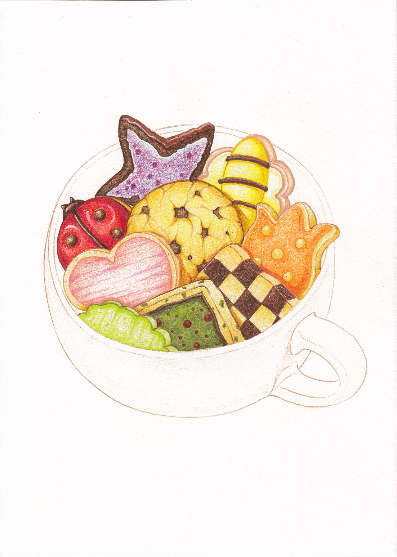 杯子饼干——彩铅步骤