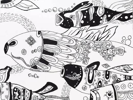 四大变形图案手绘