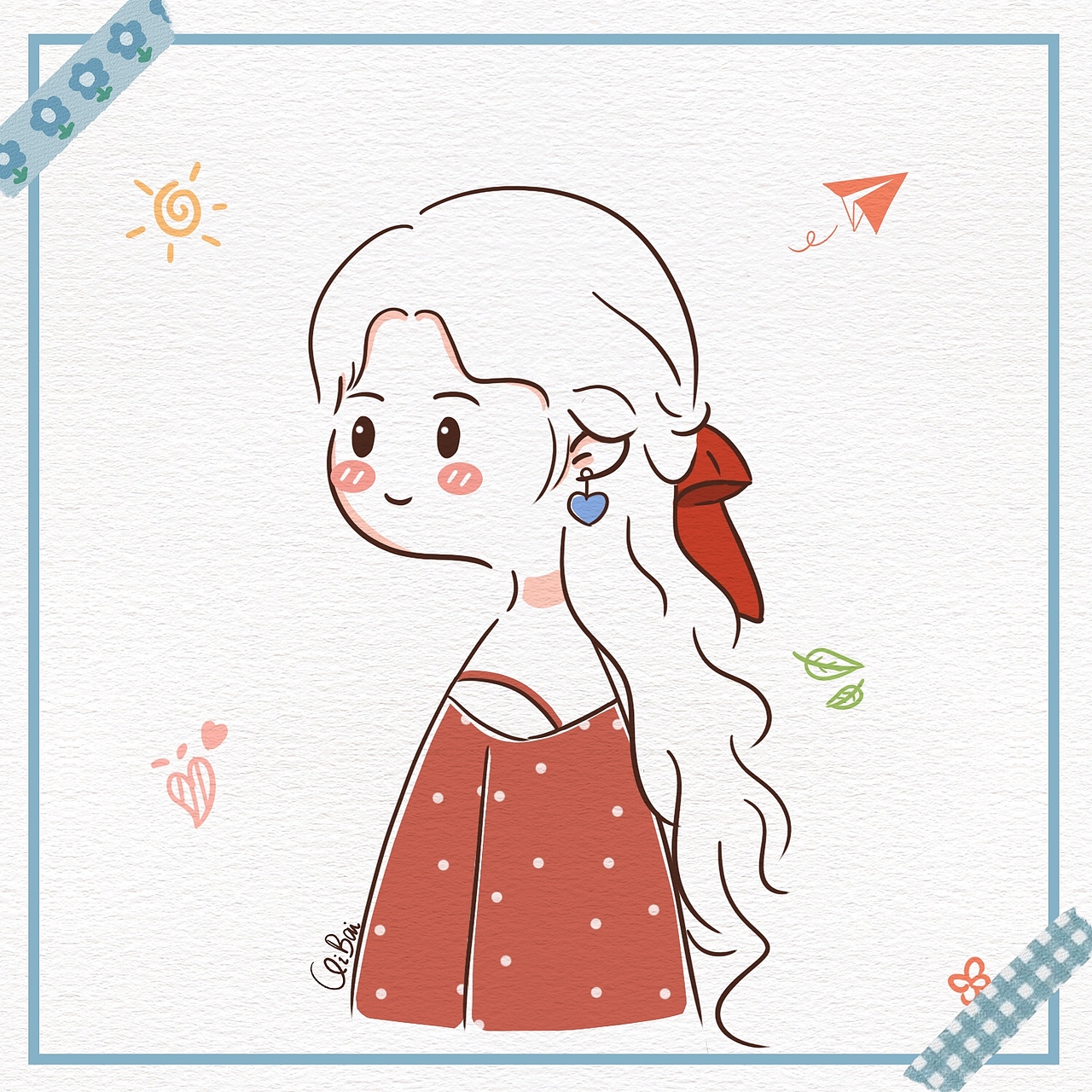 可爱少女简笔画头像