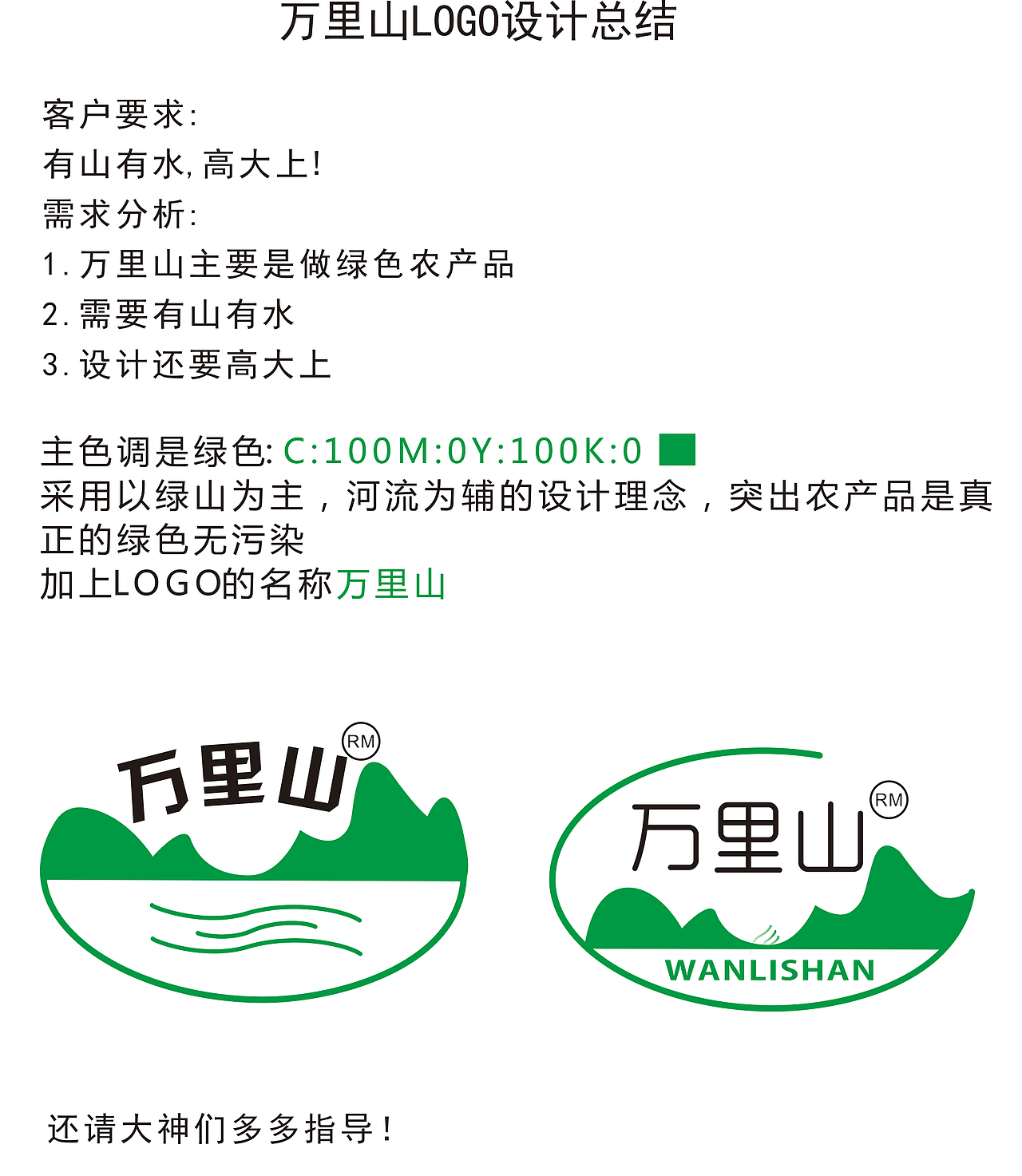 万里山农产品Logo设计（图ZOTM4NTU4NjQ=） - 品牌 - 站酷设计师笨小妞2017原创素材 - 站酷ZCOOL