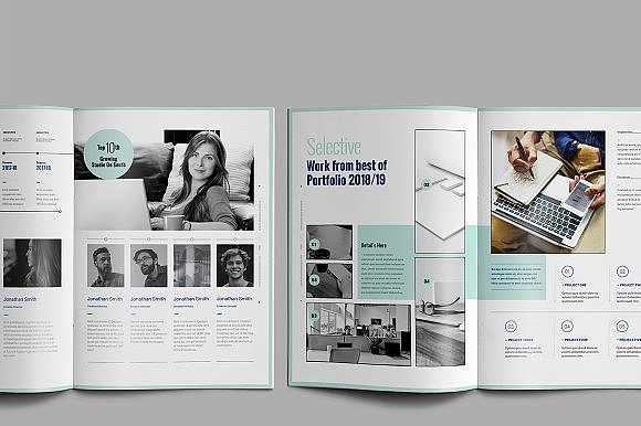 蓝色简约大气年度报告画册模板