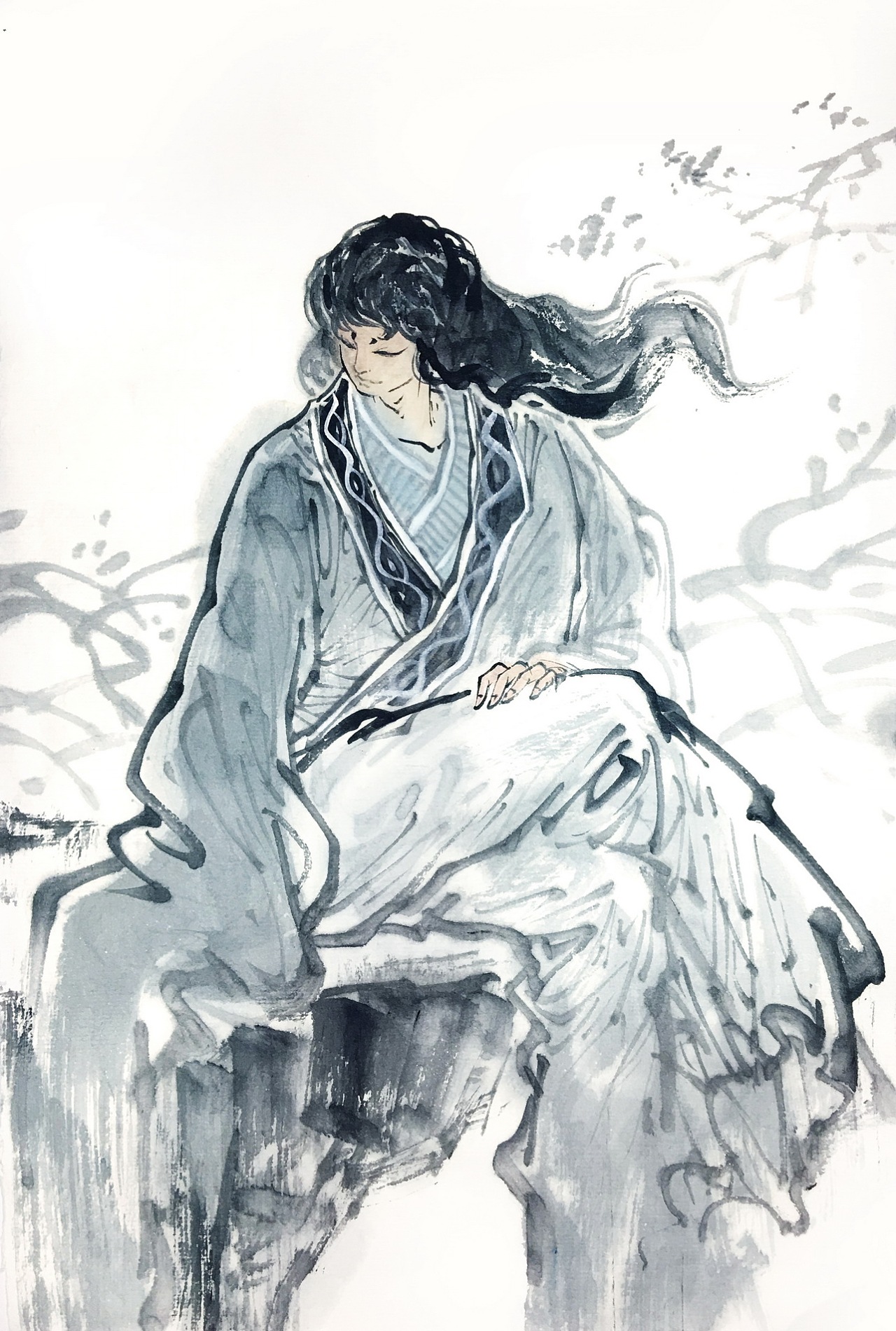 水墨武侠漫画《断红》插画作品|动漫|单幅漫画|步前川 - 原创作品