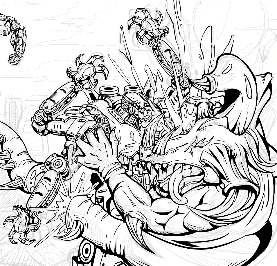 环太平洋插画 线稿阶段