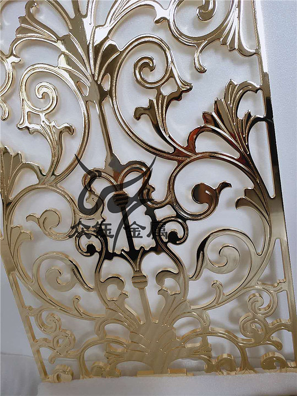 铝板雕花格栅 双面K金铝板镂空豪华隔断