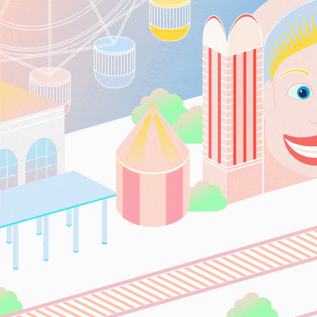 创意动图-小火车在游乐园