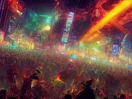 #AI創(chuàng)作實(shí)驗(yàn)室#演唱會(huì)，人多，燈光閃爍