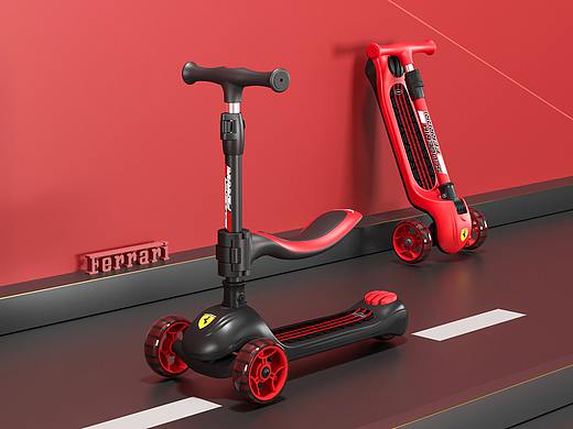 法拉利滑板车场景渲染