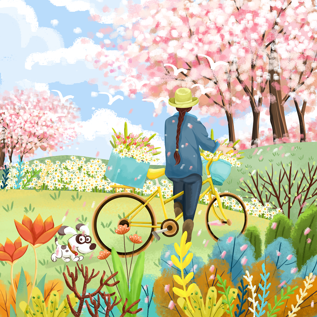 春游自行车与野餐