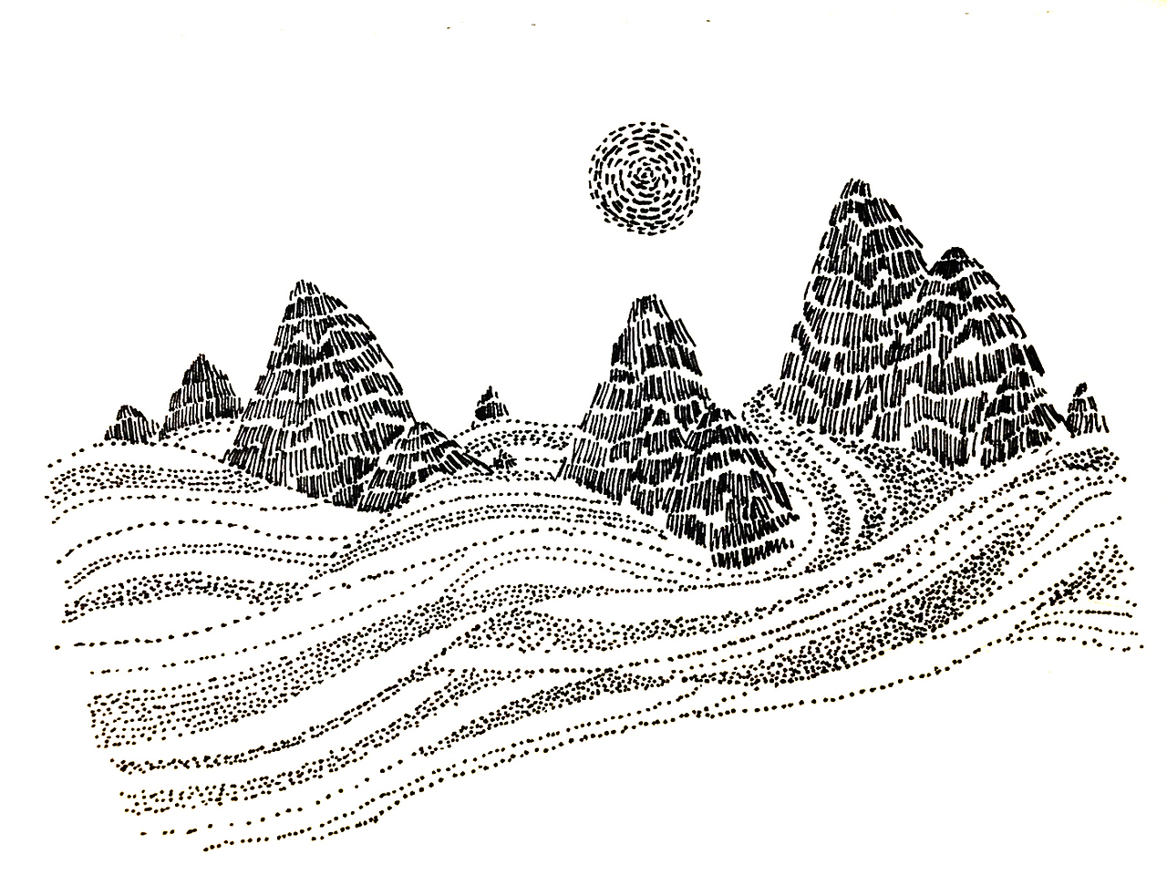 现在纸上收回的插画,后在ai里又来了一边,全弄完基本瞎了。