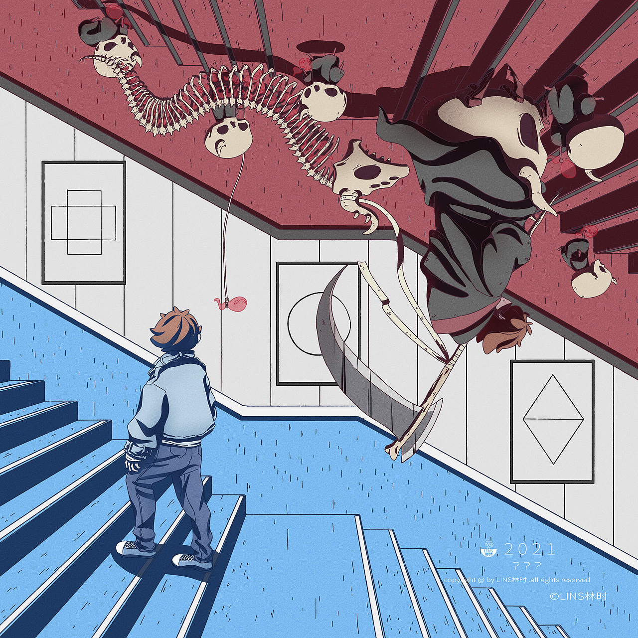 插画(插画里的小骷髅棱角比较明显,为了在表情包里看起来比较可爱一点