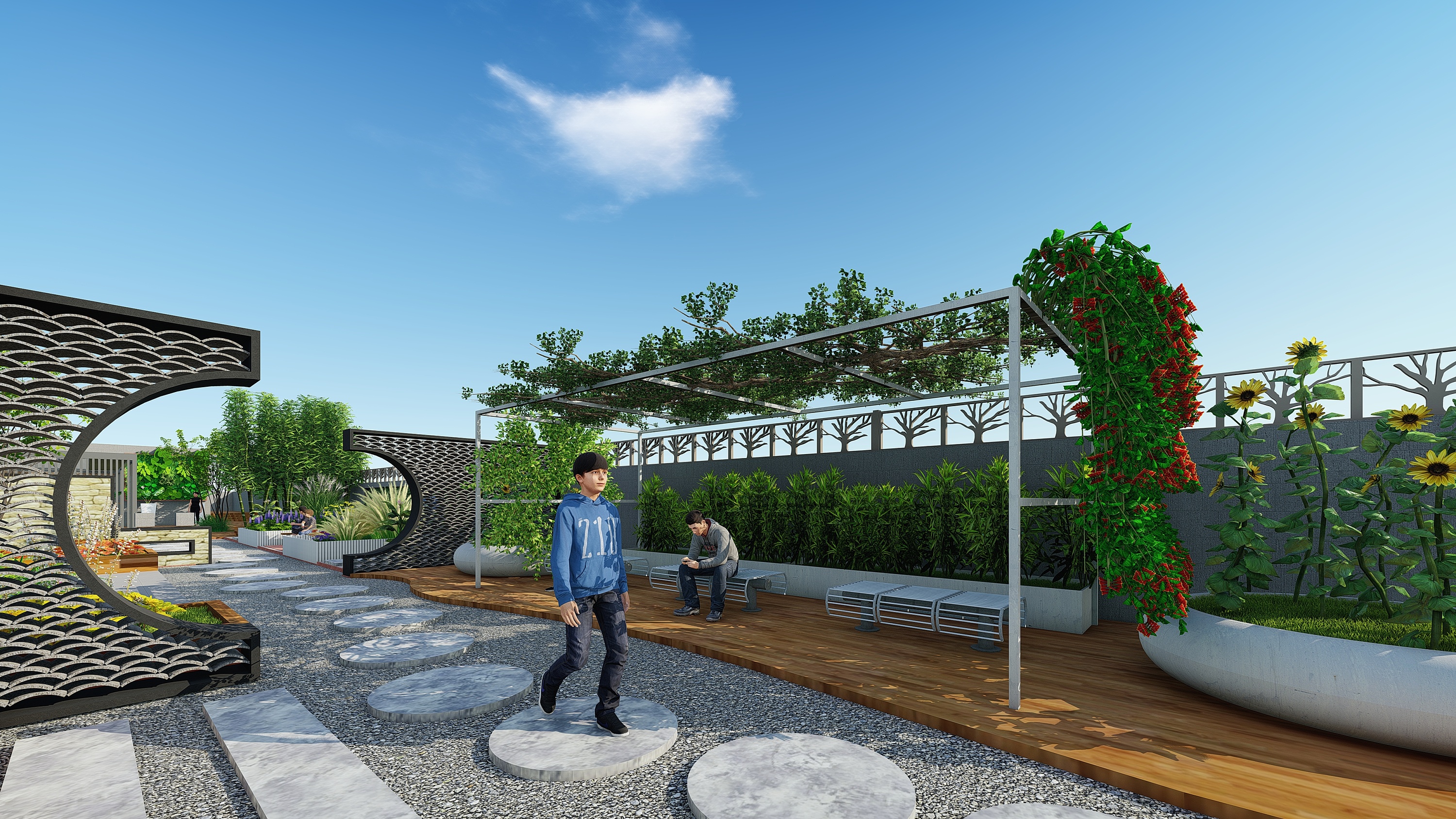 现代露天花园休闲阳台 - 效果图交流区-建E室内设计网